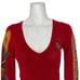 Ed Hardy Graphic V-Neck Sweater S Red Long Sleeve Tattoo Y2K Skull Floral Goth
