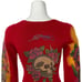 Ed Hardy Graphic V-Neck Sweater S Red Long Sleeve Tattoo Y2K Skull Floral Goth