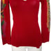 Ed Hardy Graphic V-Neck Sweater S Red Long Sleeve Tattoo Y2K Skull Floral Goth