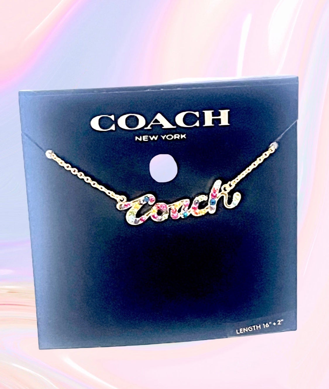 Outlet Coach Women’s Multicolor Signature Script Necklace New With Tags MSRP $118