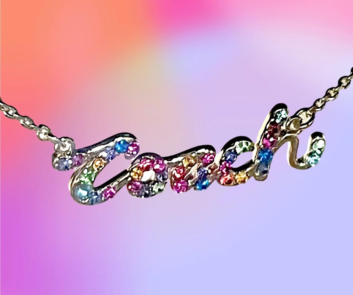 Outlet Coach Women’s Multicolor Signature Script Necklace New With Tags MSRP $118
