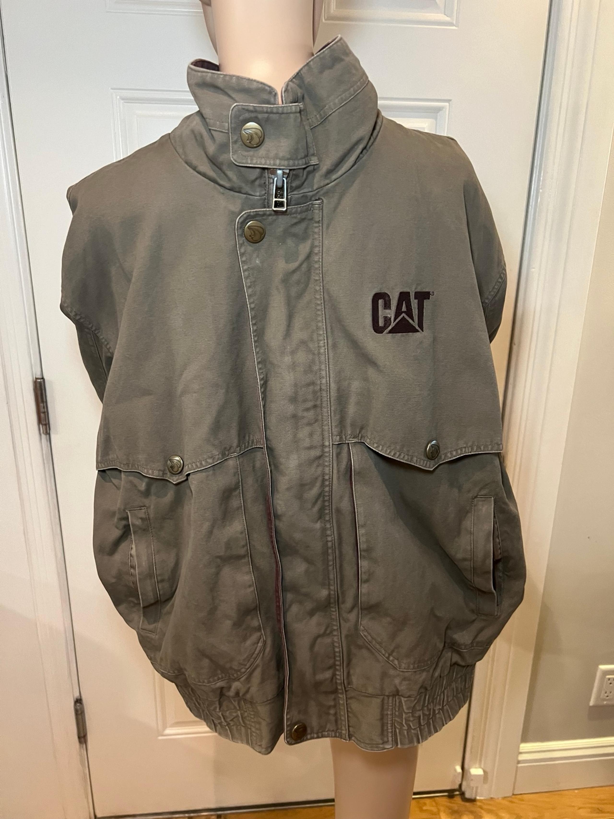 CAT Caterpillar Vintage 90's Men's Canvas Heavy Work Jacket Zip + Button