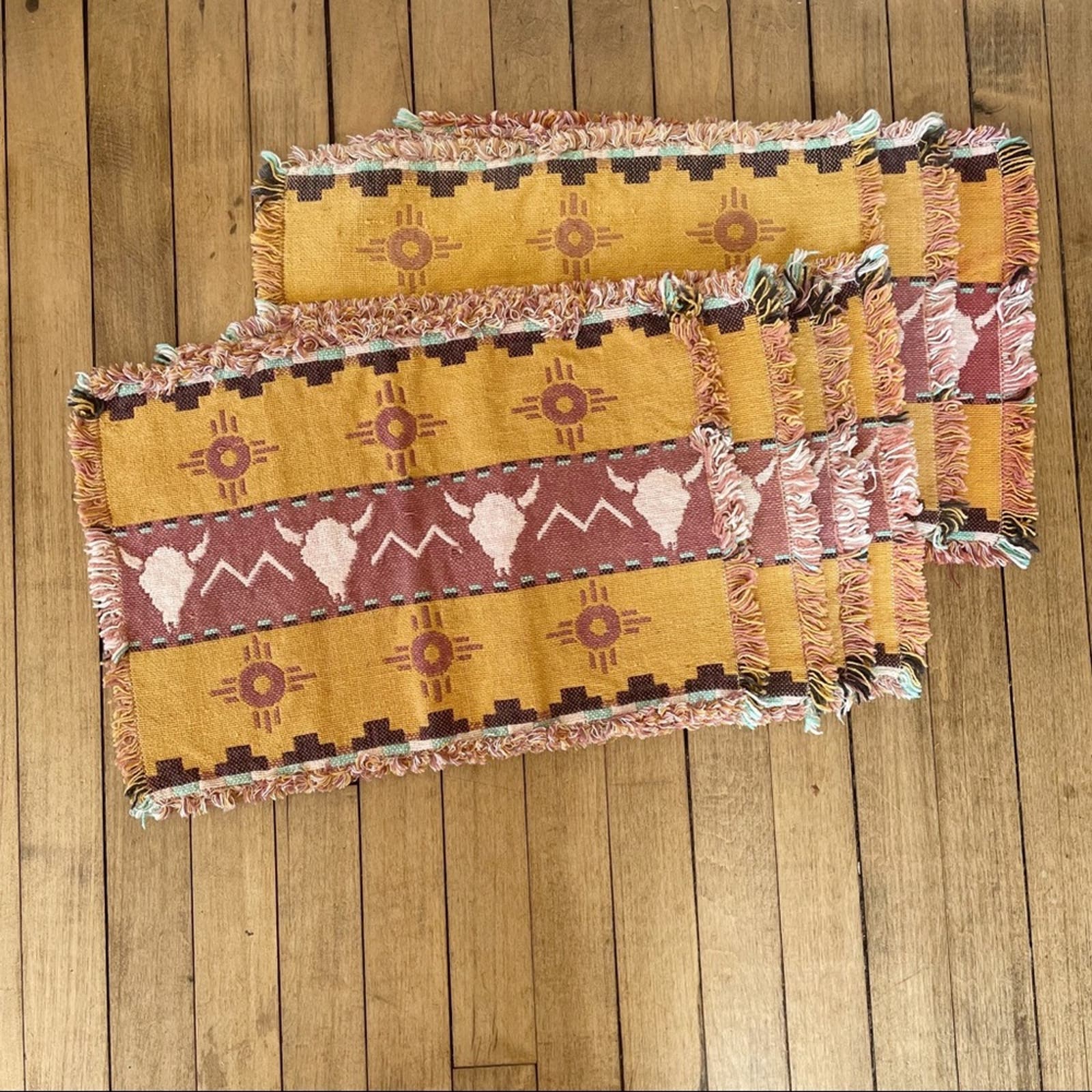 Boho Aztec Southwestern Placemats Bulls-head Sun