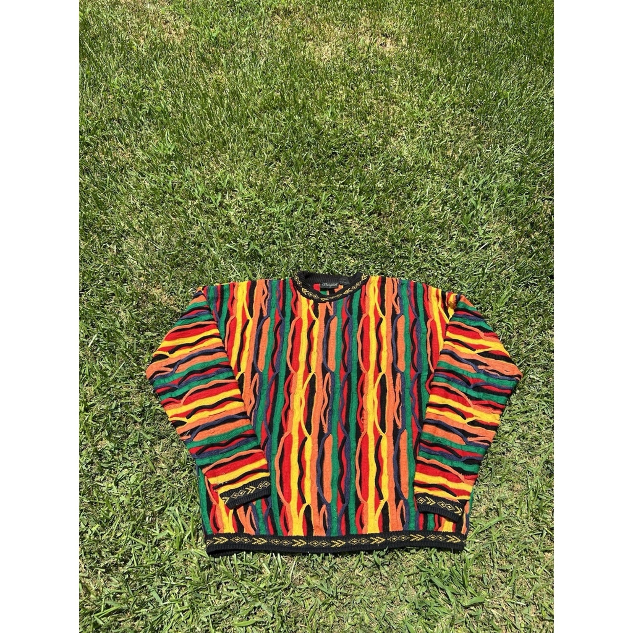 Vintage Bergati Cable Knit Sweater Size 5XL Coogi Style Vibrant Colorful