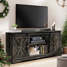 Farmhouse TV Stand for 65 Inch TV Console Table Cabinet with Sliding Barn Door
