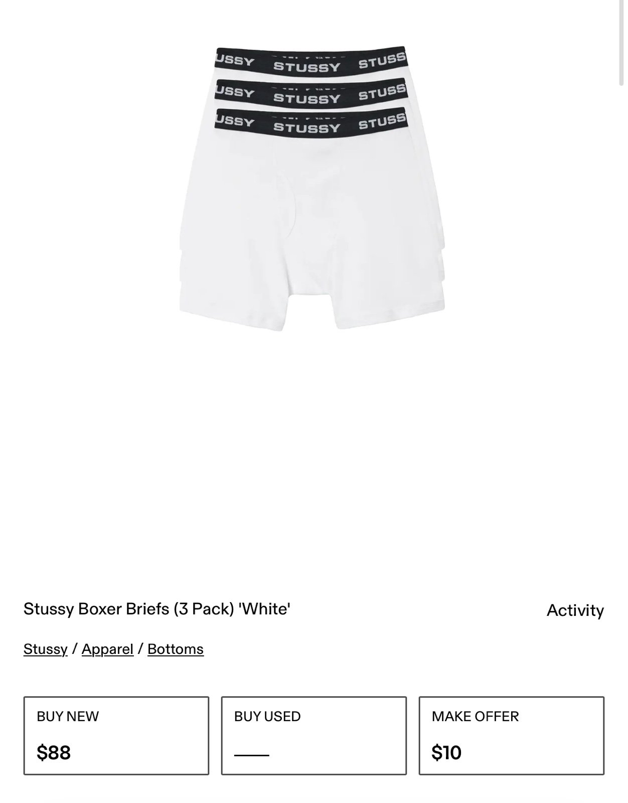 STUSSY BOXER BRIEFS 3 PACK