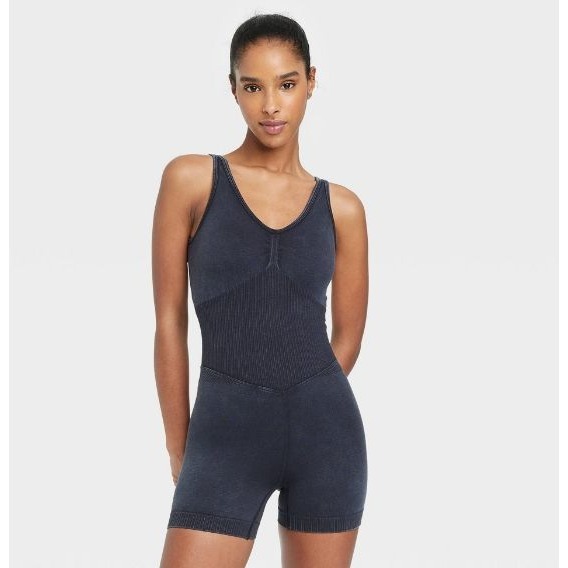 JoyLab Women's Seamless Short Bodysuit Black Small
