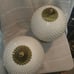 MCM Milk Glass Hobnail Round White Light Fixtures With Gold Hardware