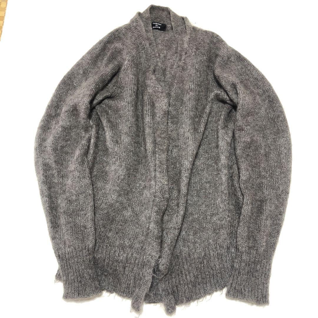 cabane de zucca mohair knit cardigan, gray