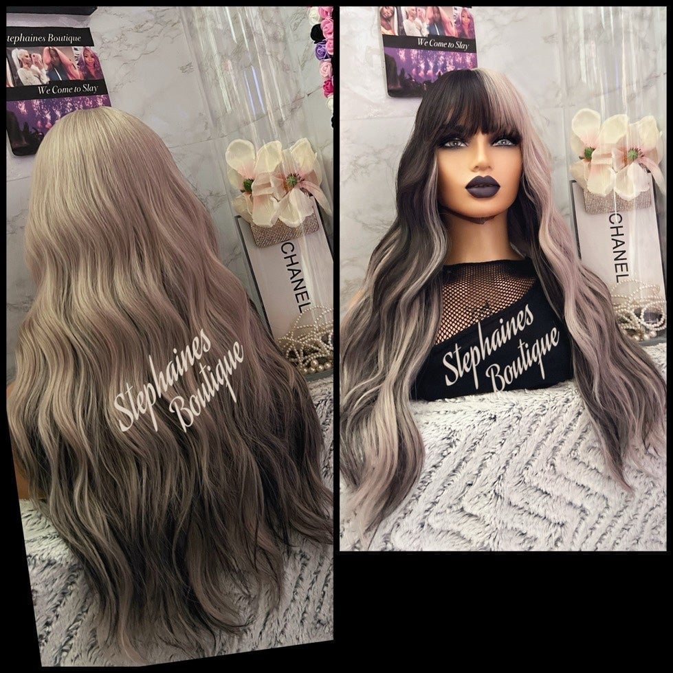 Human Hair Blended Bang Wig