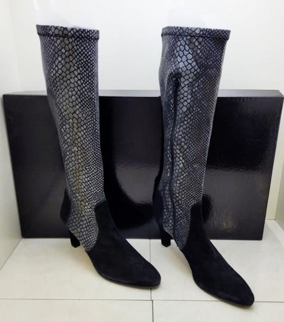 Prevata Genuine Leather & Suede High Heels Boots Sz 8.5 MSRP 395 Made in Italy
