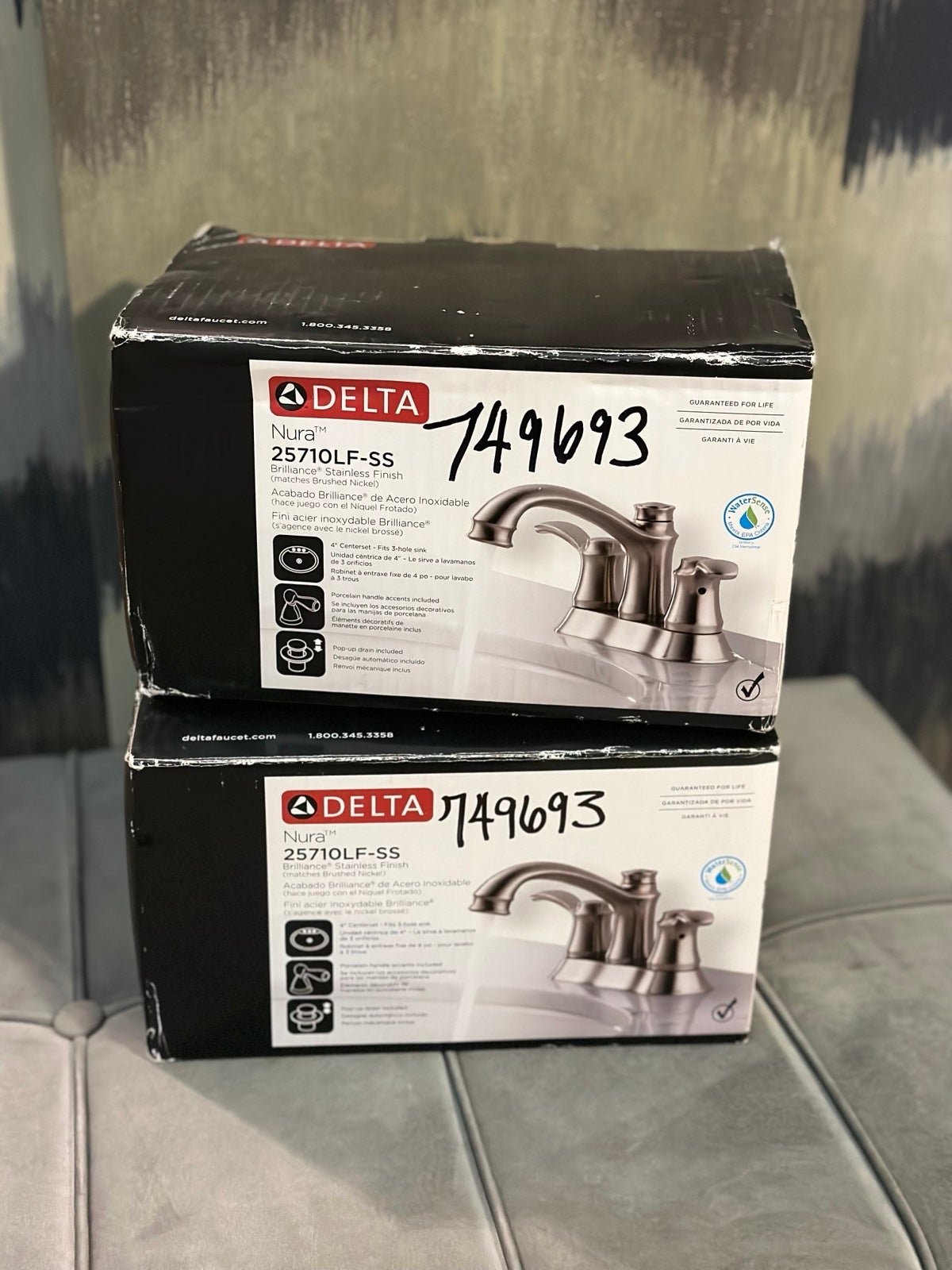 Delta Nura Stainless 2-handle 4-in Centerset WaterSense faucets set of 2