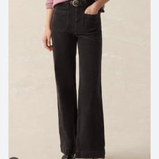 Faherty Women’s Stretch Corduroy Wide Leg Pants Black 27 waist patch pocket In