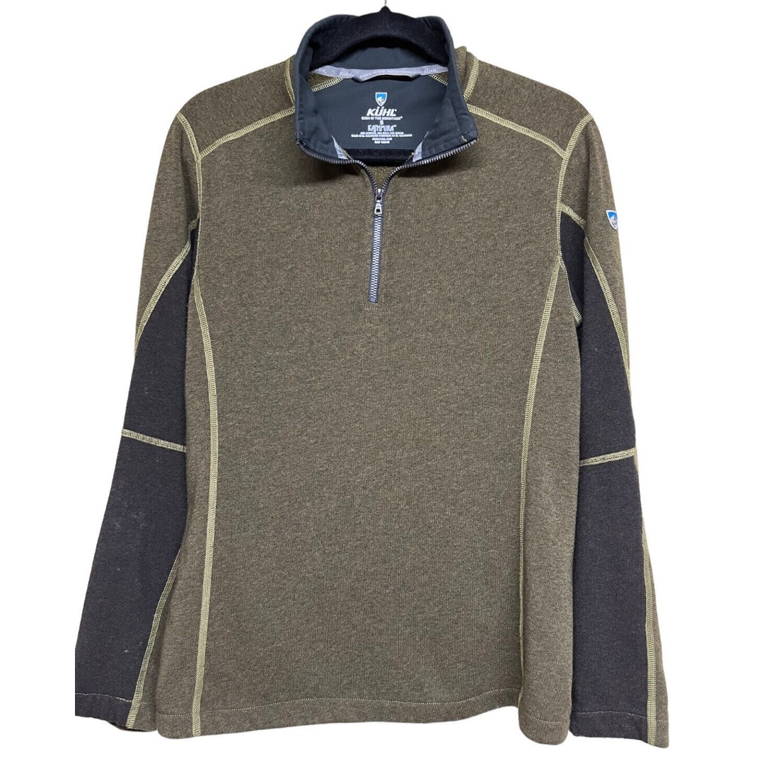 Kuhl Revel Kashmira 1/4 Zip Fleece Pullover Green/Brown Men’s Size Small