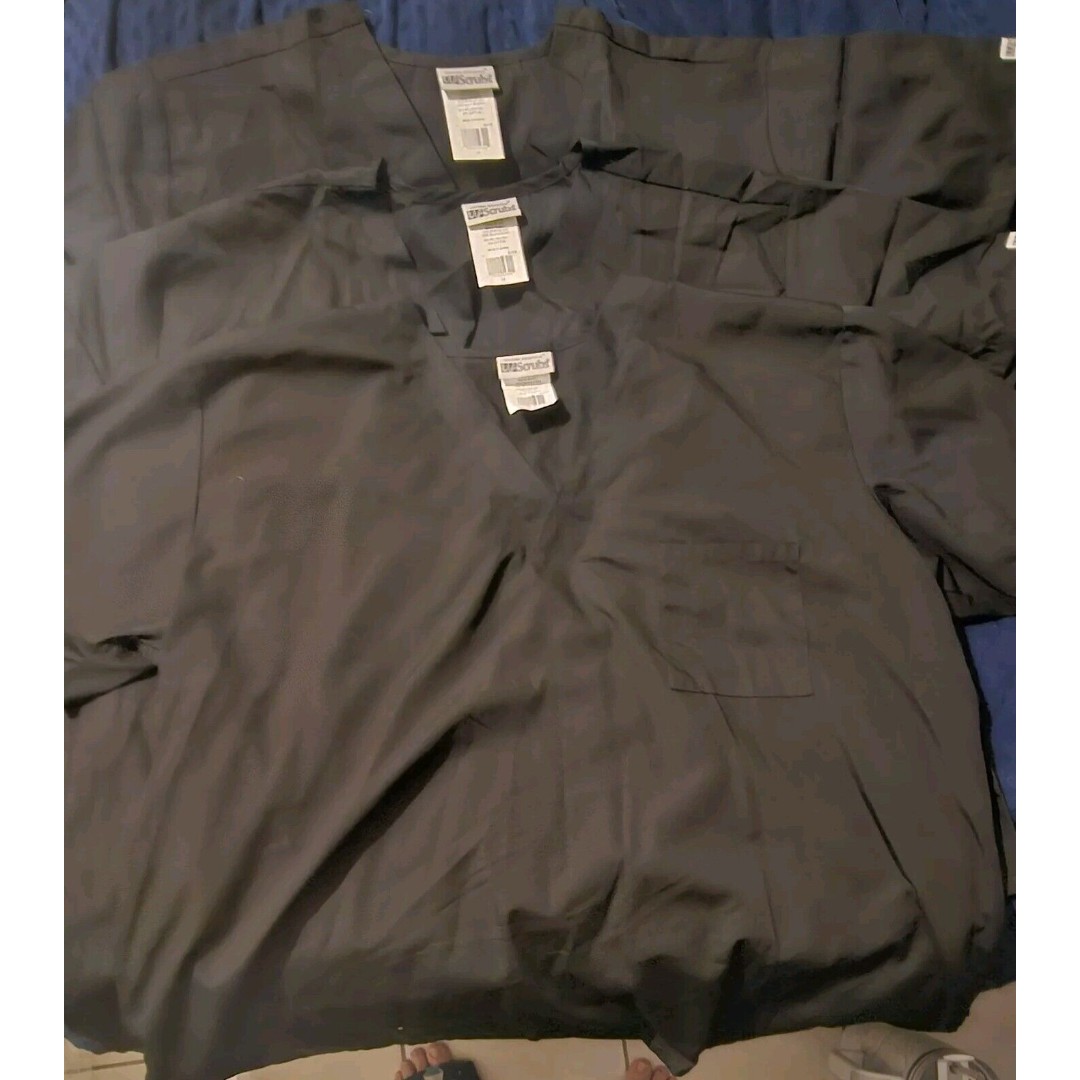 3xl Black UA Uniform Advantage Black Scrub Tops Lot Of 3 Scrub Shirts No Pockets