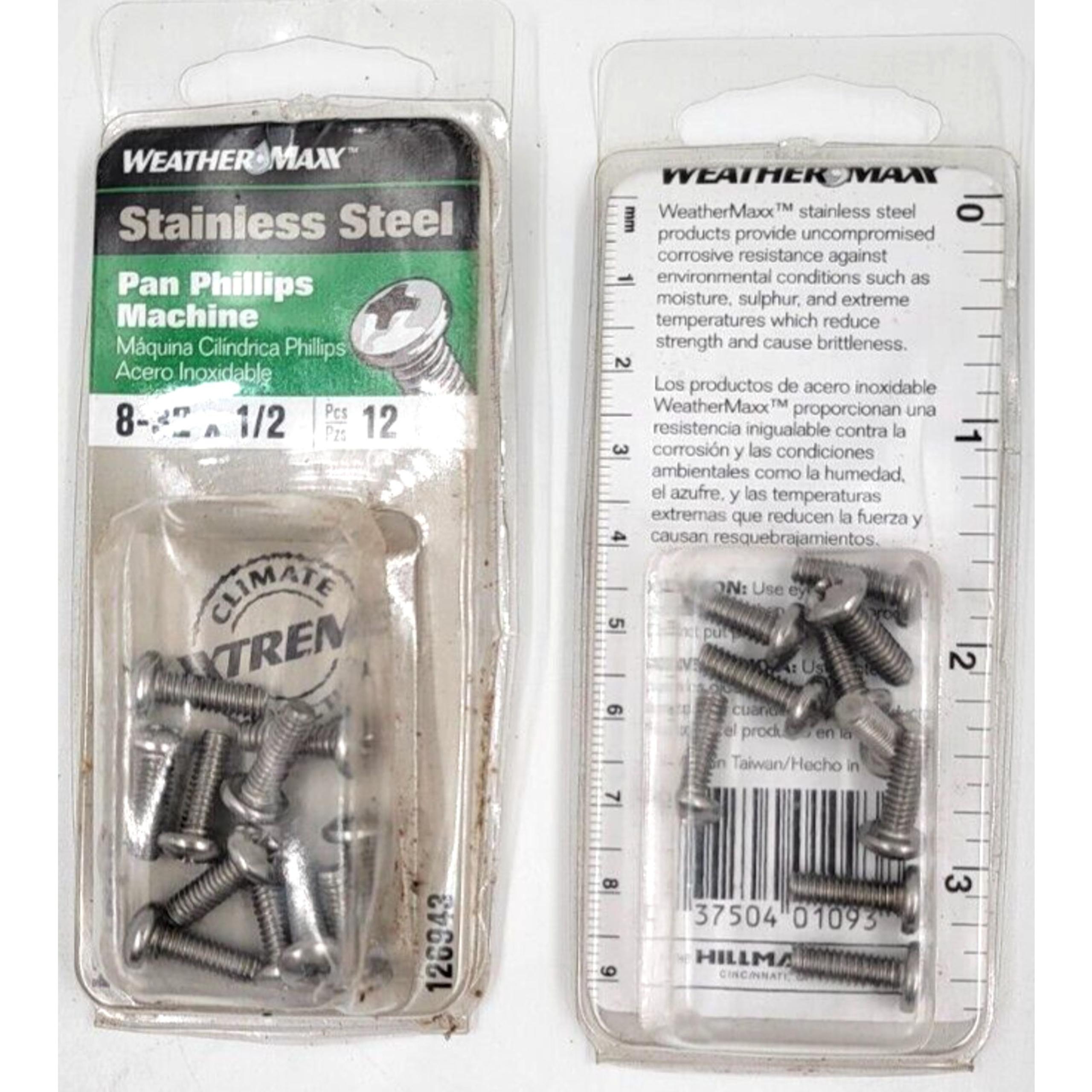 Lot of 2 Hillman Weathermax Pan Phillips Machine Screw 8-32 x 1/2" 126943 -12-Pk