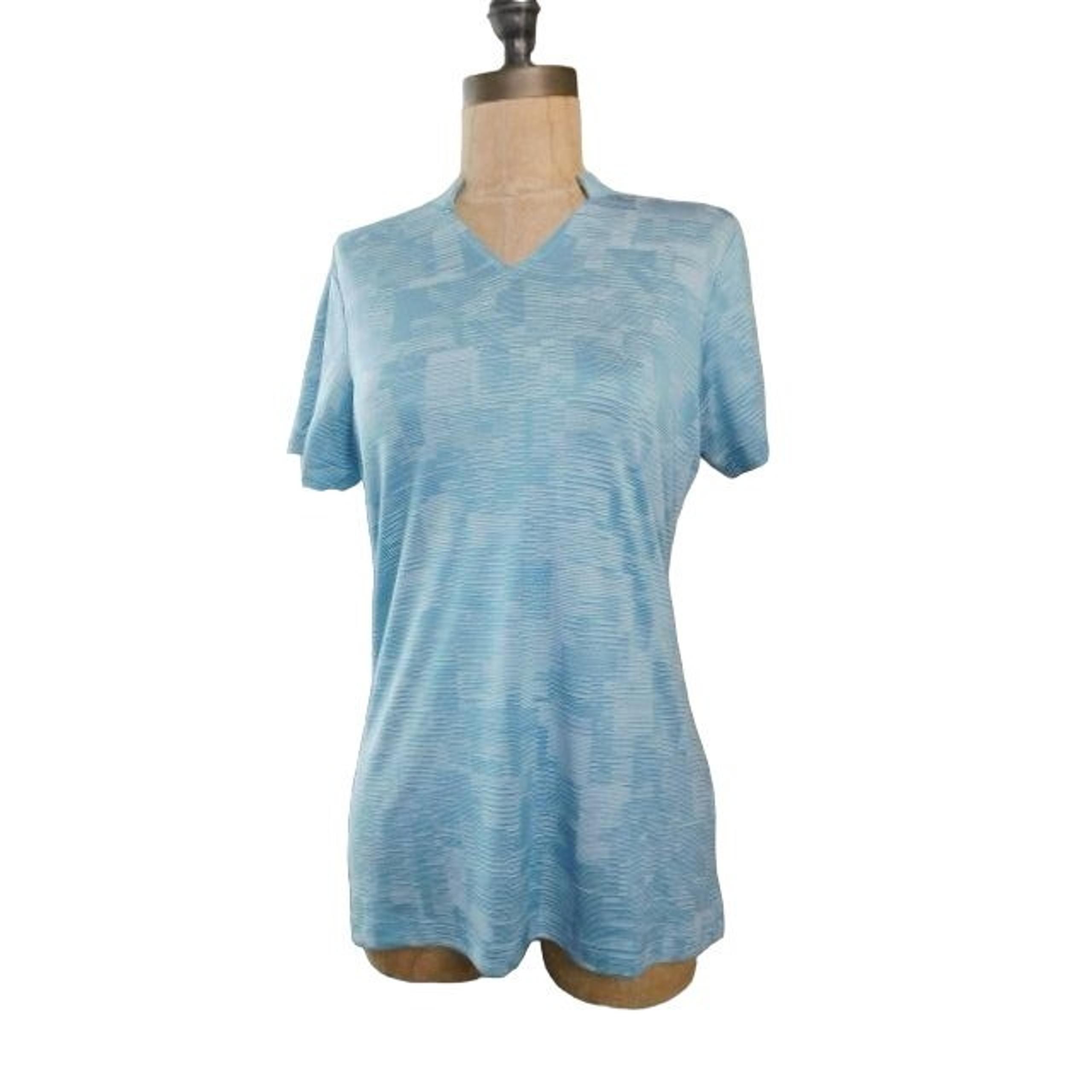 Antigua Golf Size S Small Vneck Heather Knit Short Sleeve Top Sporty Active