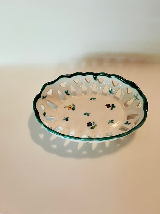 Vintage Gmunder Keramik Alpine Flowers Lattice Bowl