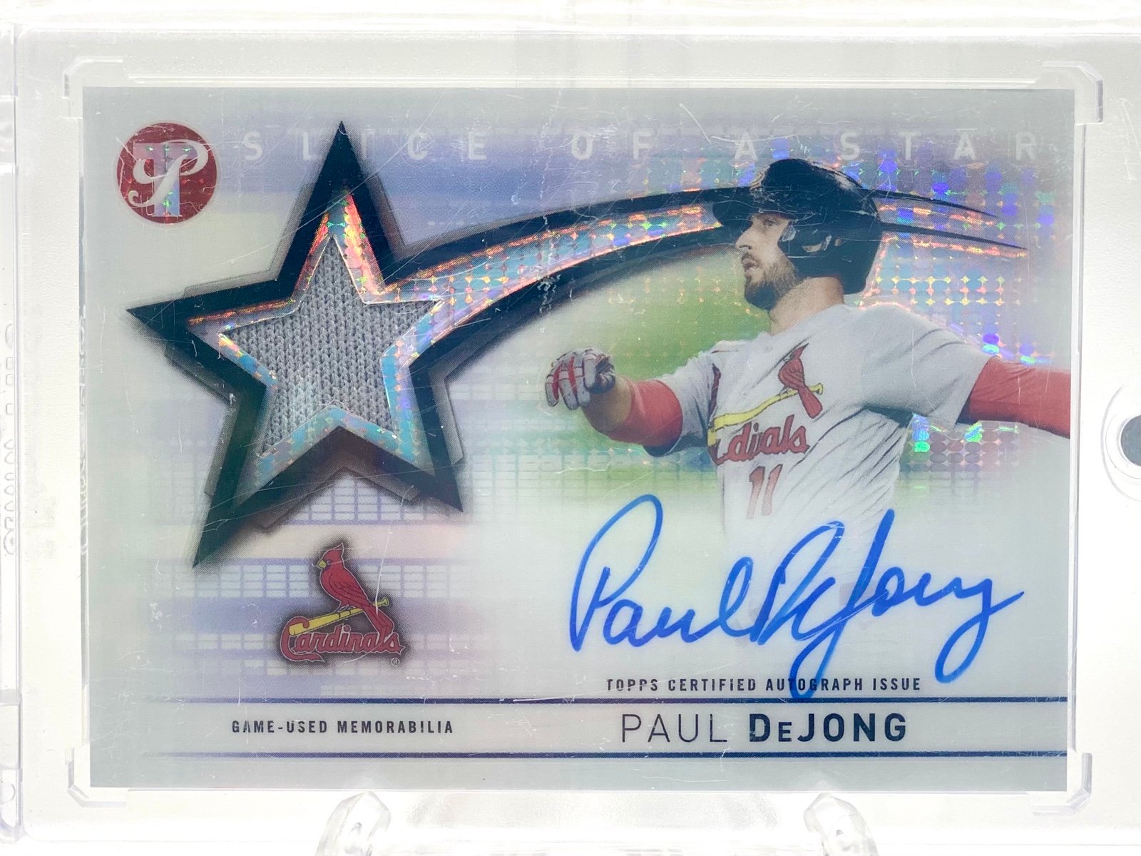 2022 Topps Pristine Slice Of Star Refractor Paul DeJong Cardinals Patch AUTO /99