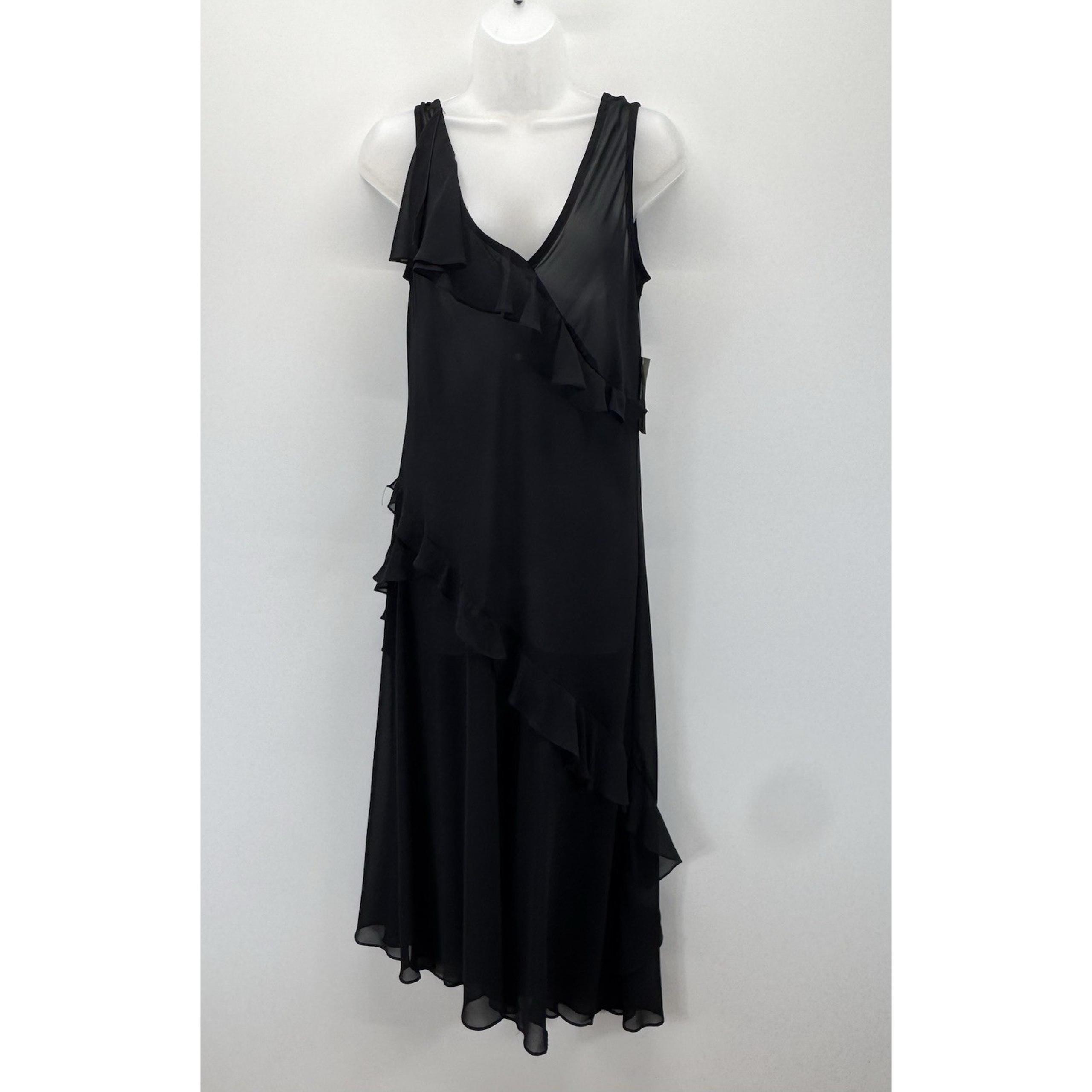 CACHET Vintage Sheer Dress/Cover Up Black Ruffled Women’s Size 12 New With Tags