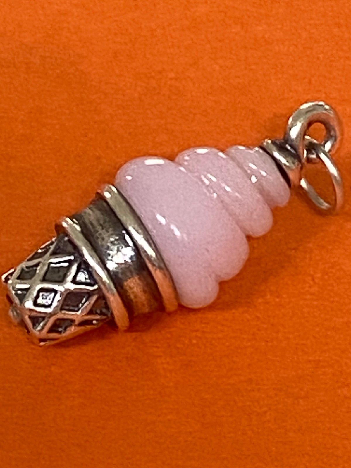 James Avery Retired HTF Glass Pink Ice Cream Cone Charm