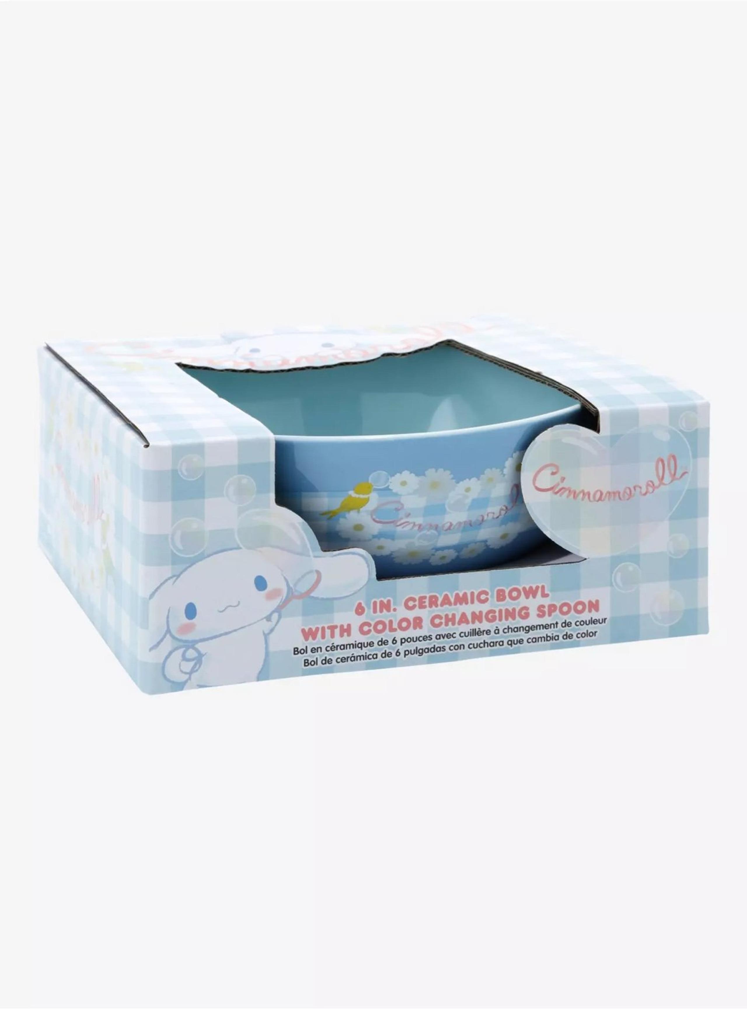 Cinnamoroll Gingham Ceramic Bowl With Color-Changing Spoon NEW