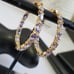 Sterling Silver 925 14K Gold Over Tanzanite Sapphire Hoop Earrings