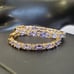 Sterling Silver 925 14K Gold Over Tanzanite Sapphire Hoop Earrings