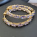 Sterling Silver 925 14K Gold Over Tanzanite Sapphire Hoop Earrings