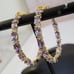 Sterling Silver 925 14K Gold Over Tanzanite Sapphire Hoop Earrings