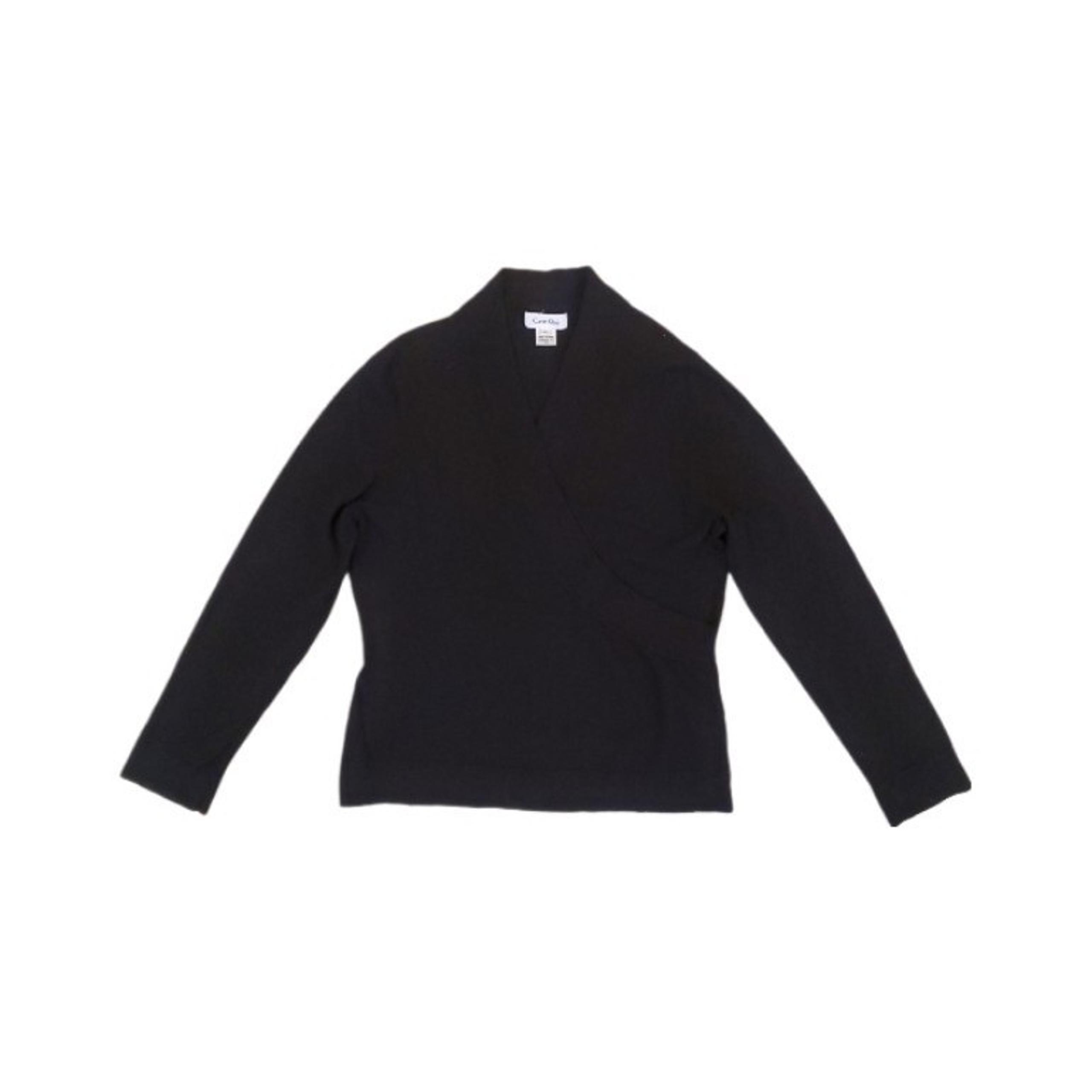 Calvin Klein Women's Black Wrap Front V-Neck Knit Sweater XL