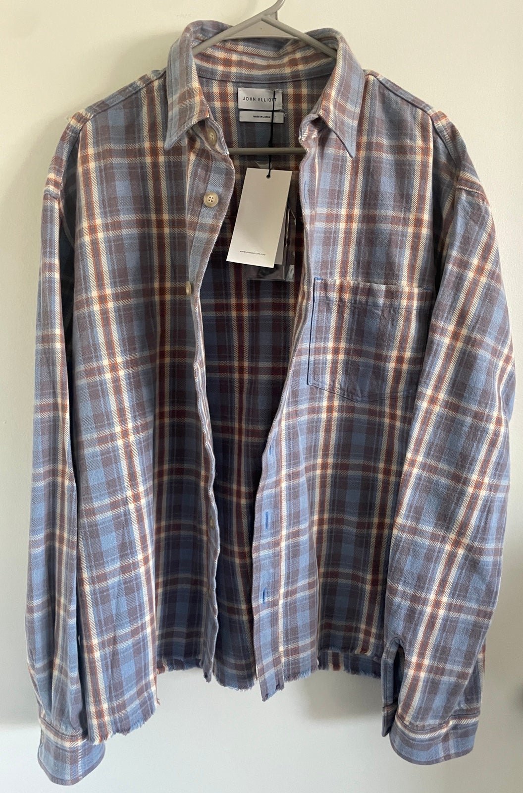 NEW Large John Elliott Hemi Oversized Weston Check Button Down Flannel Shirt