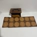 Vintage Wooden 12 Coaster Set With Bookshelf Holder Retro Book Encyclopedia 1970