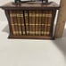 Vintage Wooden 12 Coaster Set With Bookshelf Holder Retro Book Encyclopedia 1970