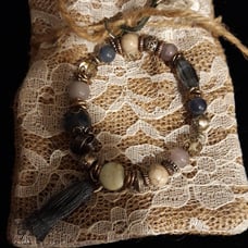 Vintage Greek Stone Marble Glass worried beaded bracelets 1986 NWfrom Greece #1