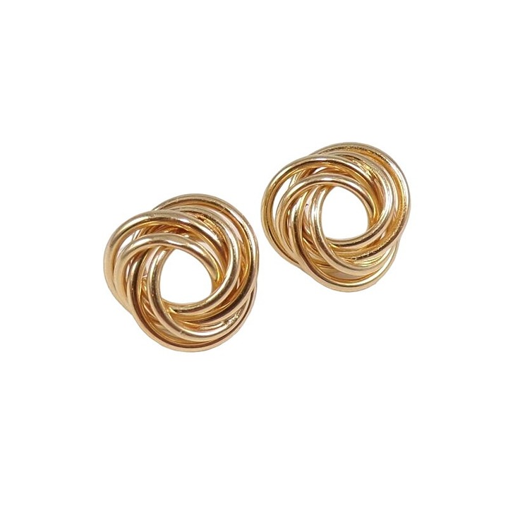 Solid 14K Yellow Gold Eternity Love Knot Post Stud Earrings