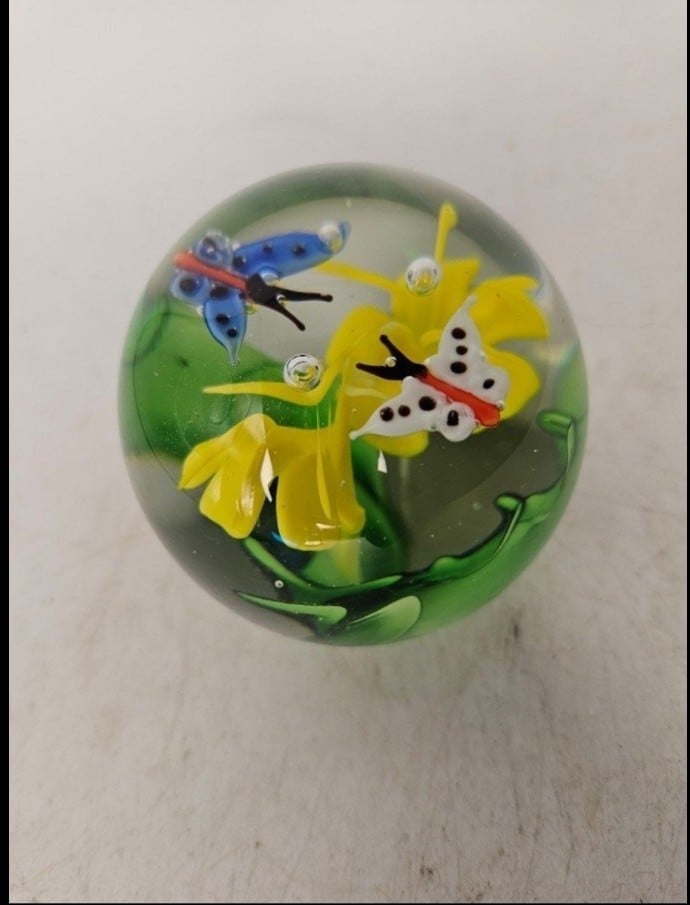 Vintage Floral butterfly Paperweight