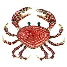 Crab Brooch Pin Heidi Daus Red Rhinestone Crystal Octopus BeadRage