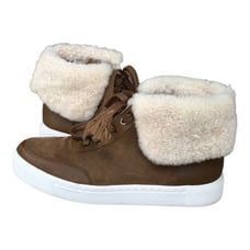 Via Spiga Maia Shearling Cuff Sneaker Rattan Napa/Suede Size US 6M