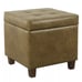 Homepop Square Faux Distressed Brown Leather Storage Ottoman