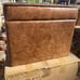 Homepop Square Faux Distressed Brown Leather Storage Ottoman