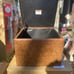 Homepop Square Faux Distressed Brown Leather Storage Ottoman