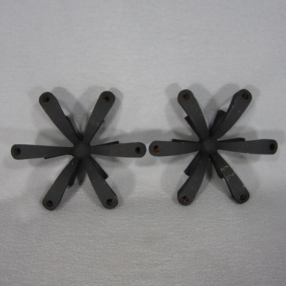 Mid Century Modern Atomic Black Cast Iron Candle Holders - Japan