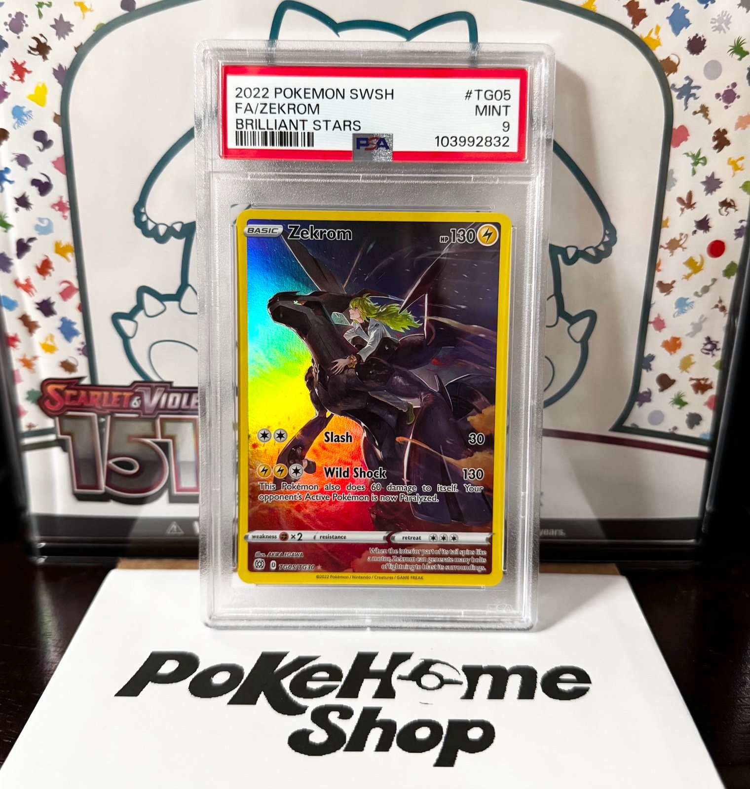 2022 POKEMON SWORD & SHIELD BRILLIANT STARS #TG05 FULL ART/ZEKROM PSA 9