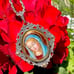 RARE Vintage Sterling/14K Enamel Virgin Mary Necklace