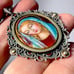 RARE Vintage Sterling/14K Enamel Virgin Mary Necklace