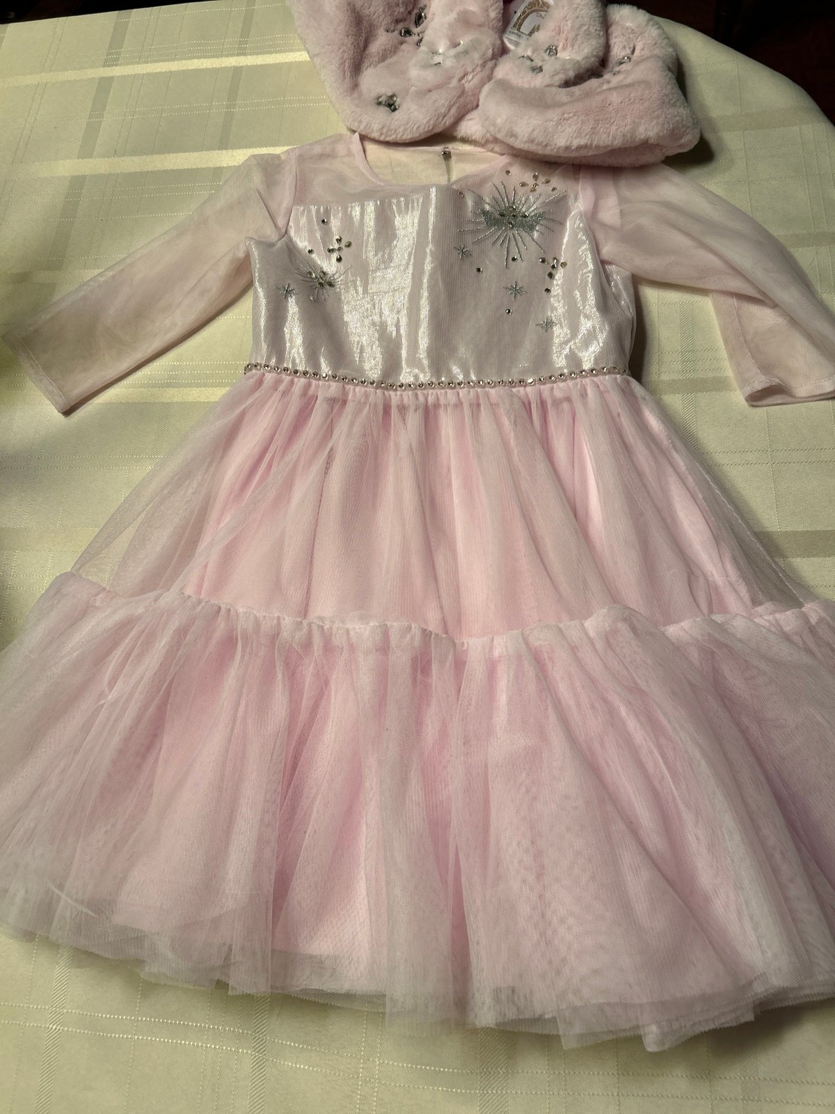 Gorgeous Disney princess jewel trim dress and fur jewled cape