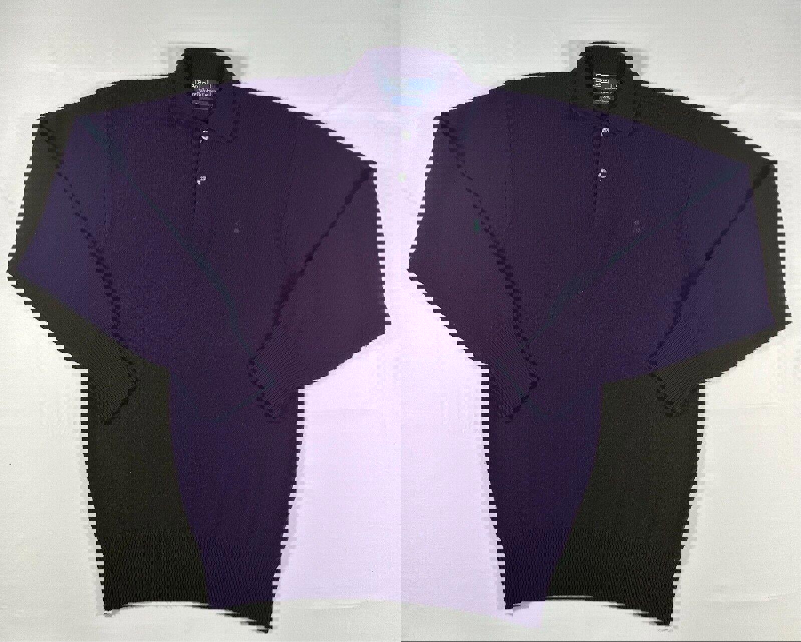RARE Vtg Polo Ralph Lauren Mens L Long Sleeve Collared Lambswool Polo Sweater
