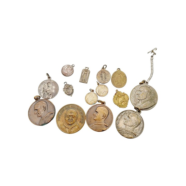 Catholic Religious Medals Pope Saint Lucy Virgin Mary Lot Of 14 Vintage Read