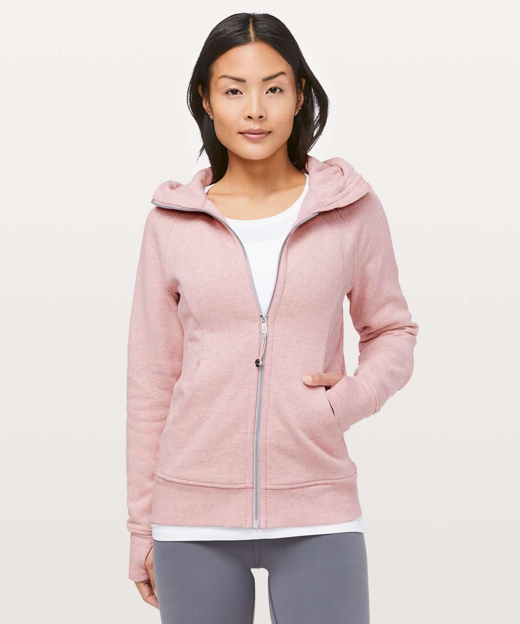 Lululemon Scuba Hoodie Light Cotton Fleece Heathered Mink Berry Women's Size 8